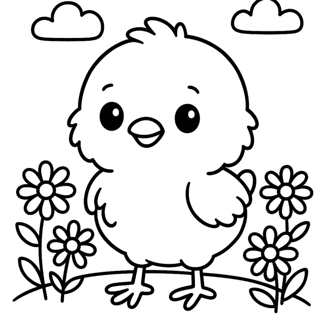 Spring chick coloring page