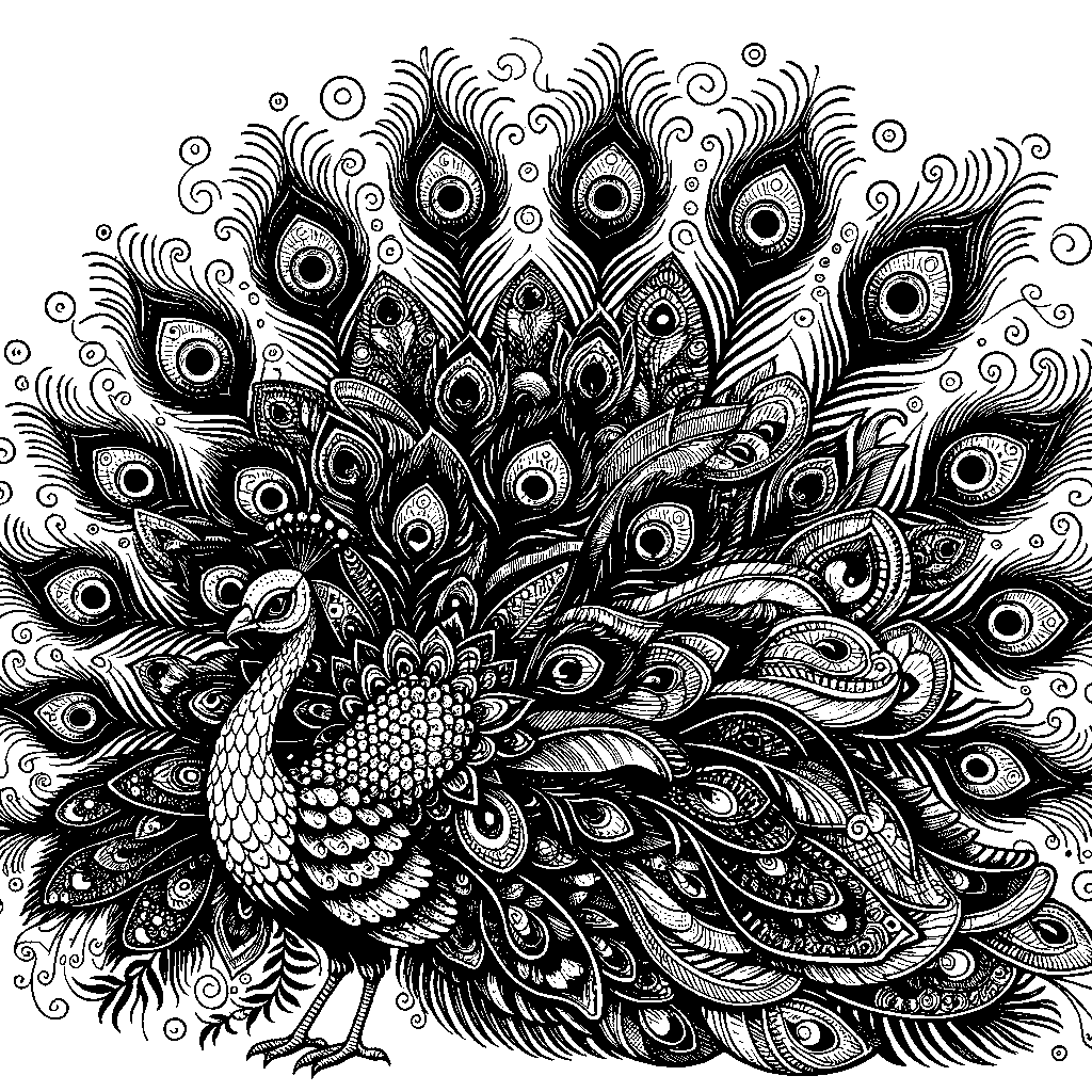 A Peacock With Feathers Spread