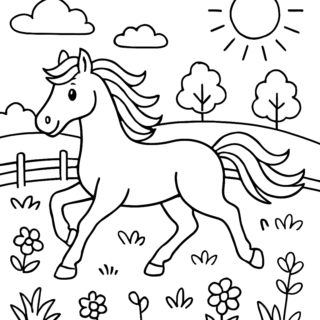 A Horse Galloping In A Field