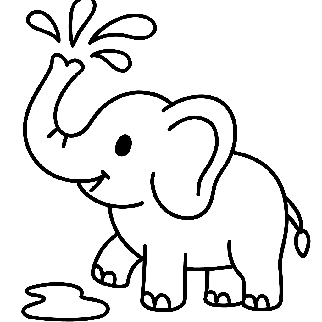 An Elephant Spraying Water