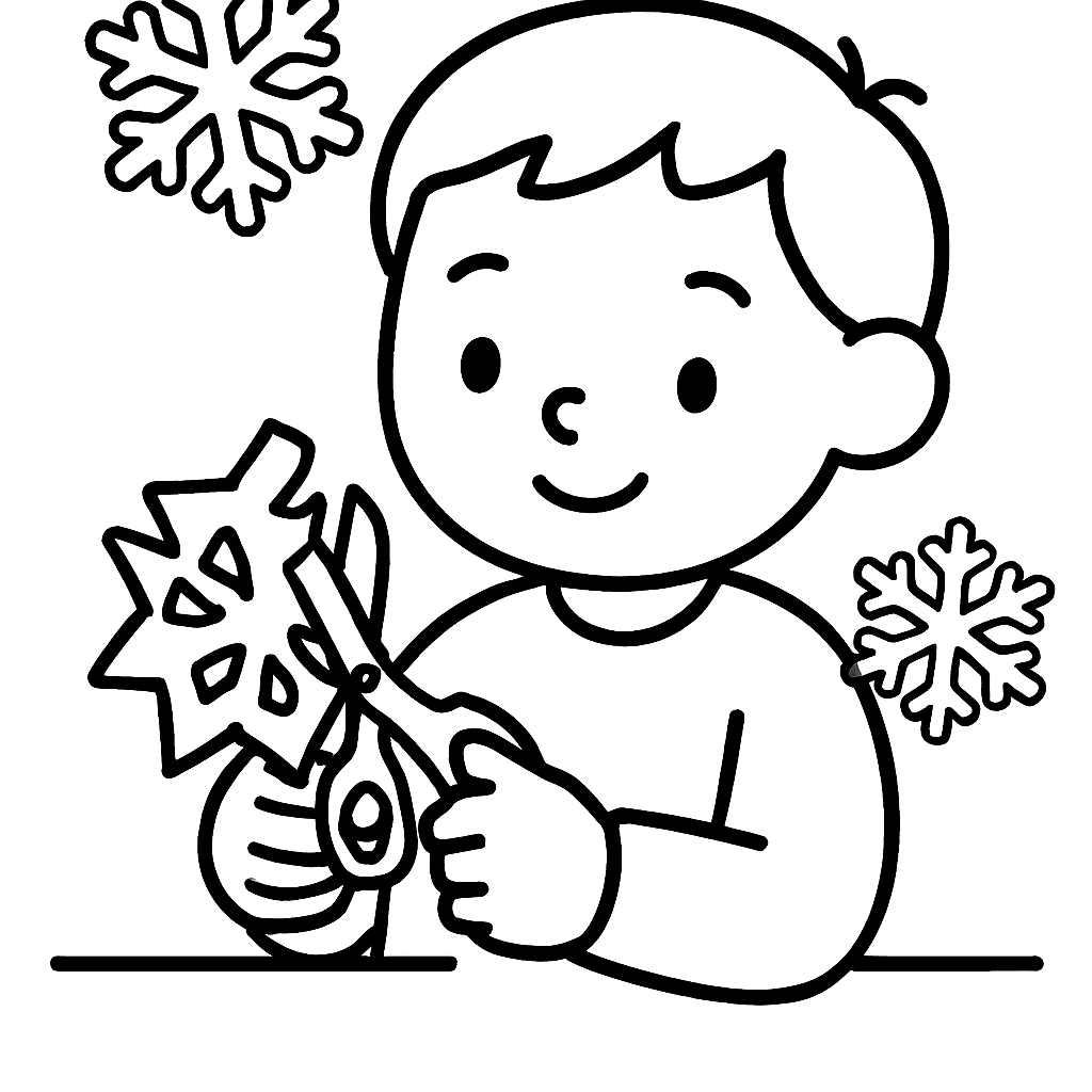 A Child Cutting Paper Snowflakes With Scissors