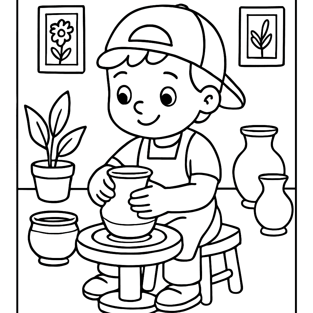 A Potter Shaping Clay On A Wheel