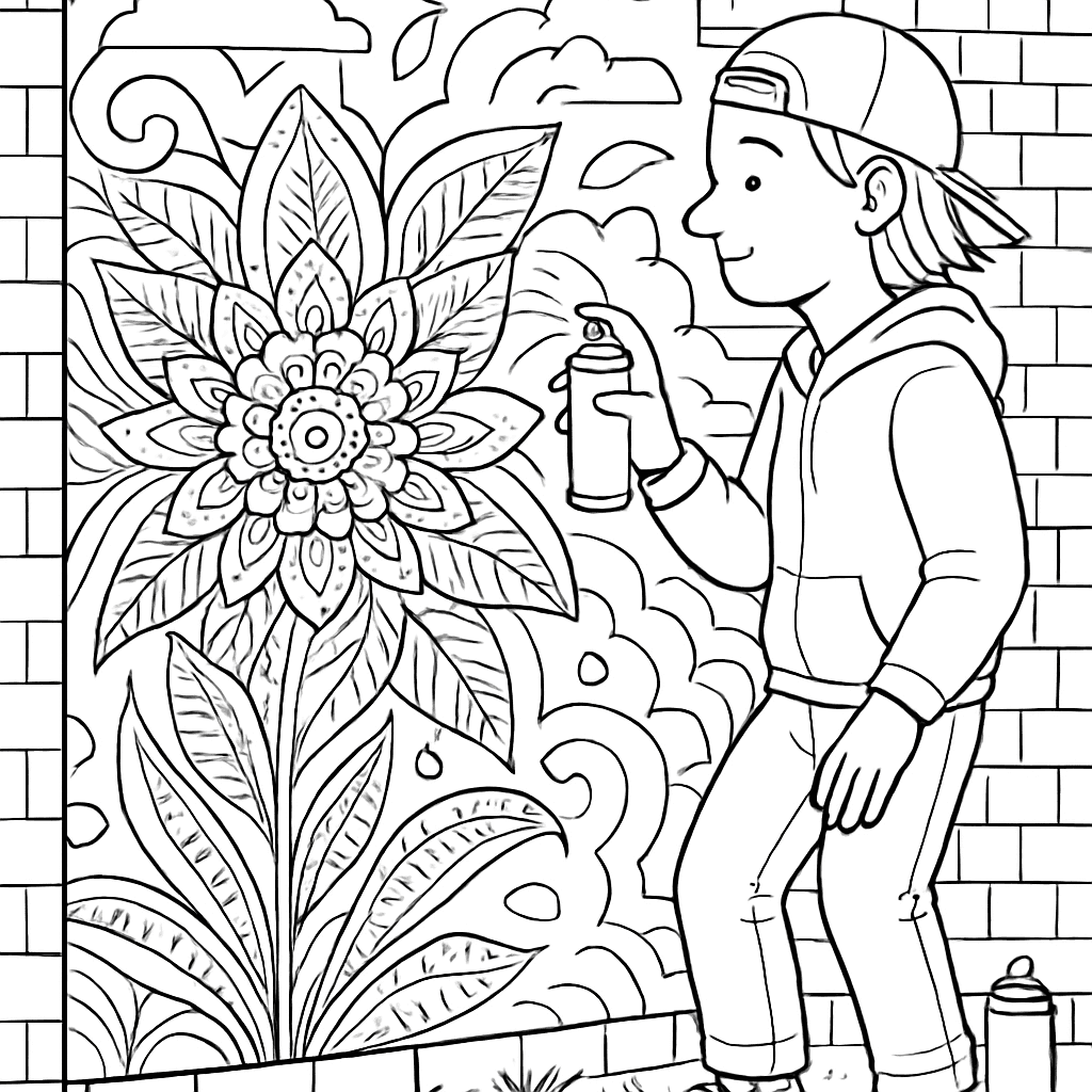 A Street Artist Painting A Mural On A Wall