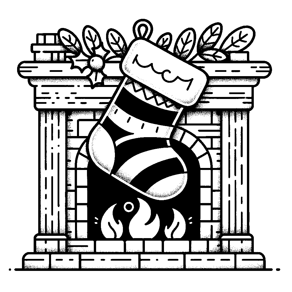 A Christmas Stocking Hanging From A Fireplace Mantel