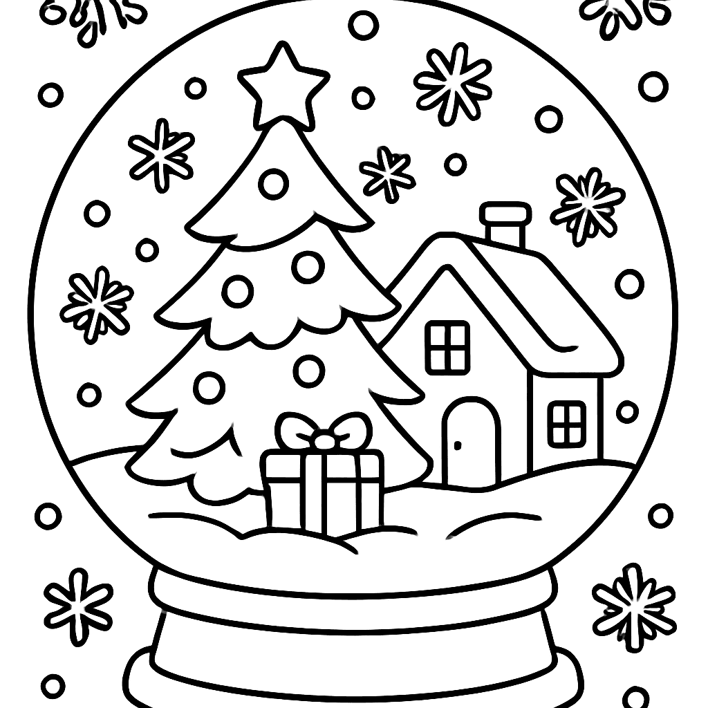 A Snow Globe With A Christmas Scene Inside And Snowflakes Swirling