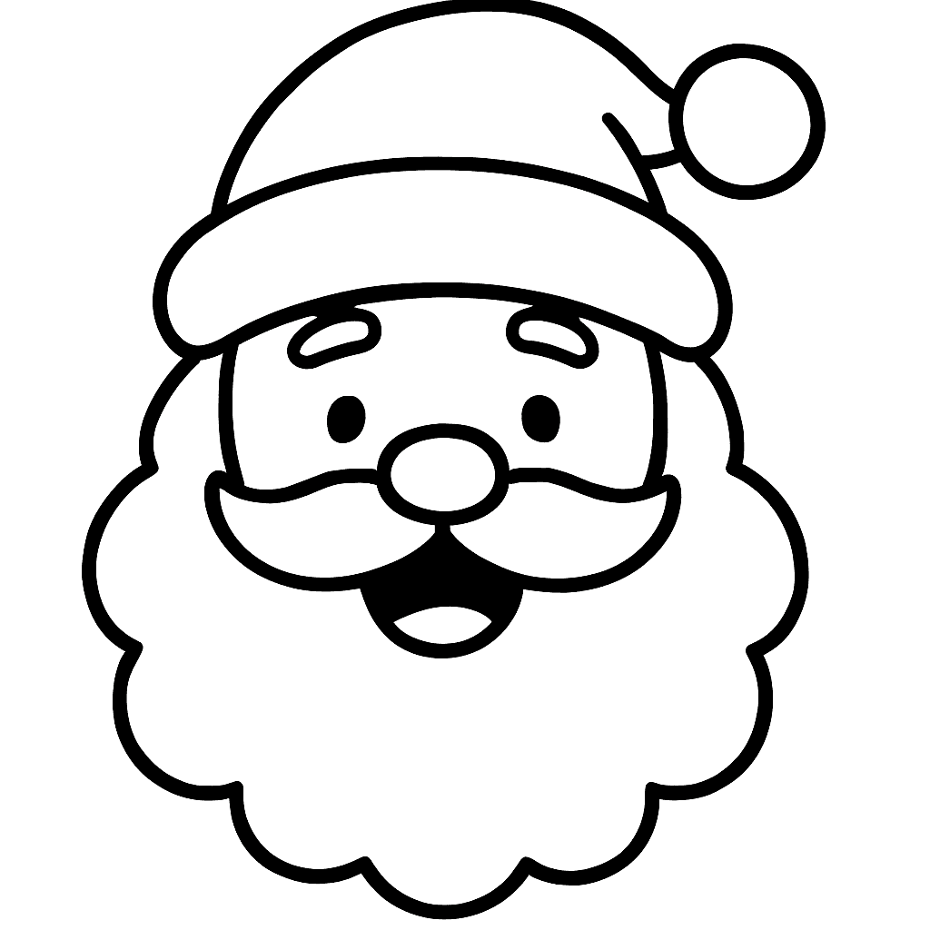 A Jolly Santa Claus Face With A Big Fluffy Hat And Beard