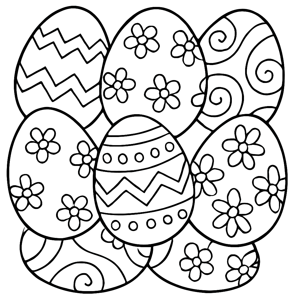 A Collection Of Easter Eggs With Different Patterns Zigzags Flowers And Swirls
