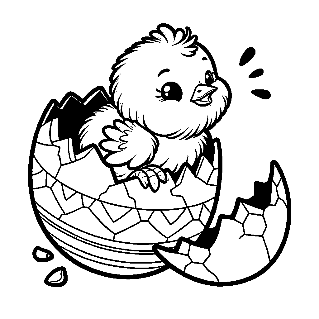 A Baby Chick Hatching Out Of A Cracked Easter Egg