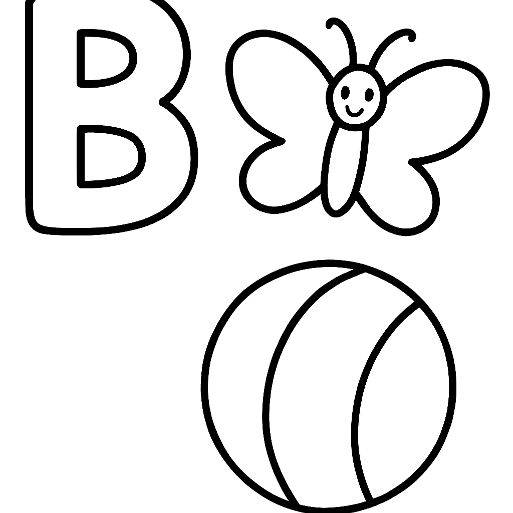 The Letter B With A Butterfly And A Ball