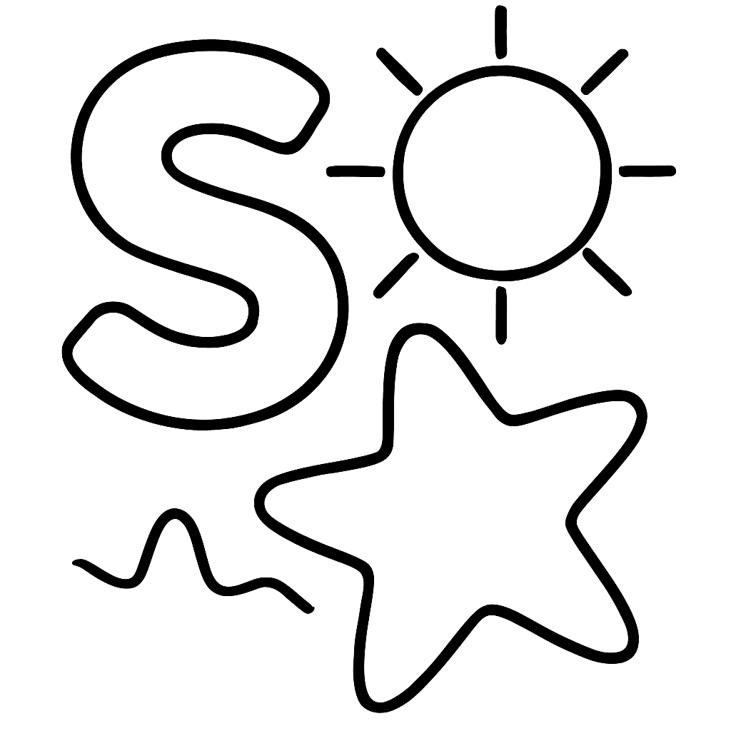 The Letter S With A Sun And A Starfish