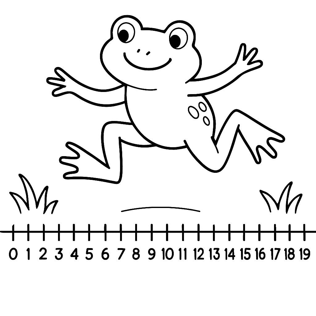 A Number Line From 0 To 20 With A Frog Hopping On It And Numbers Labeled