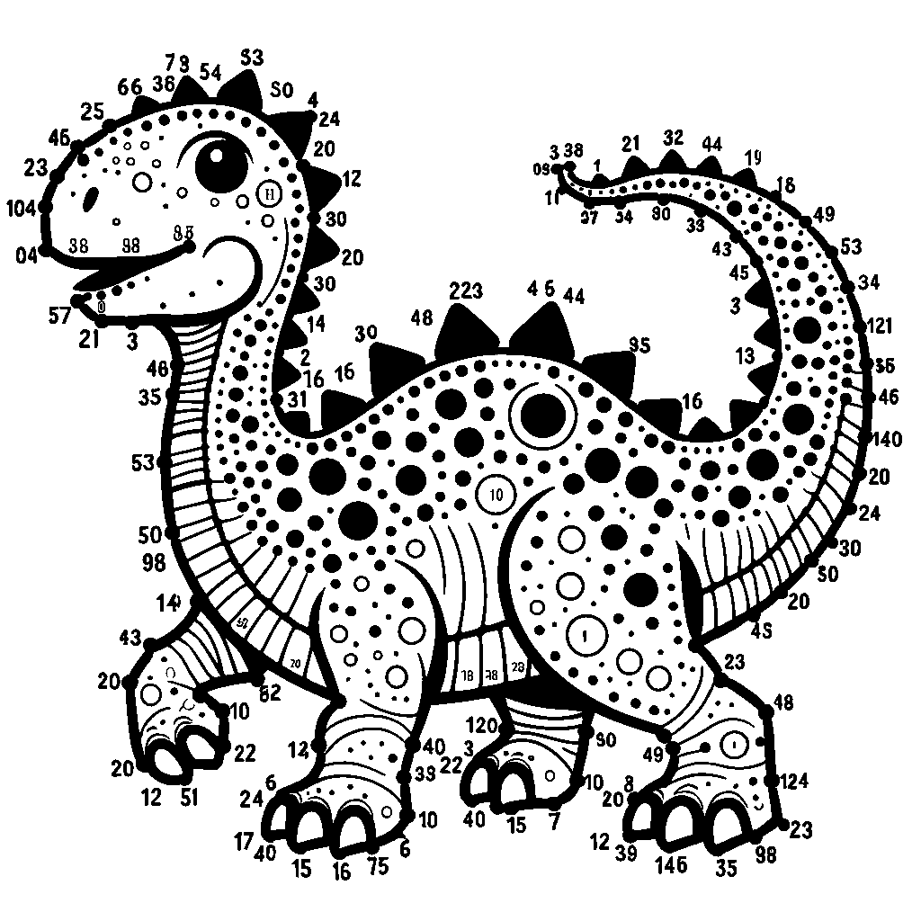 A Connect-the-dots Dinosaur With Numbers 1 To 20