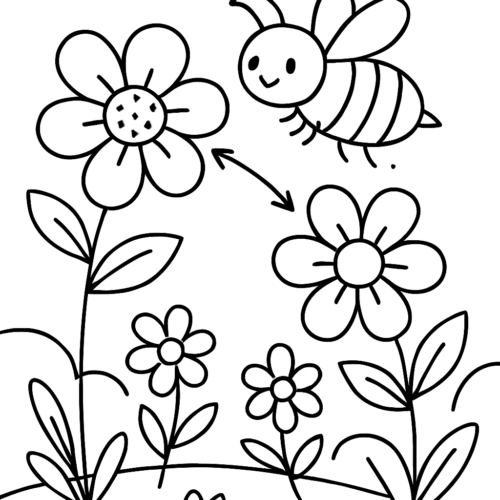 A Bee Pollinating Flowers In A Garden With Arrows Showing The Pollination Process