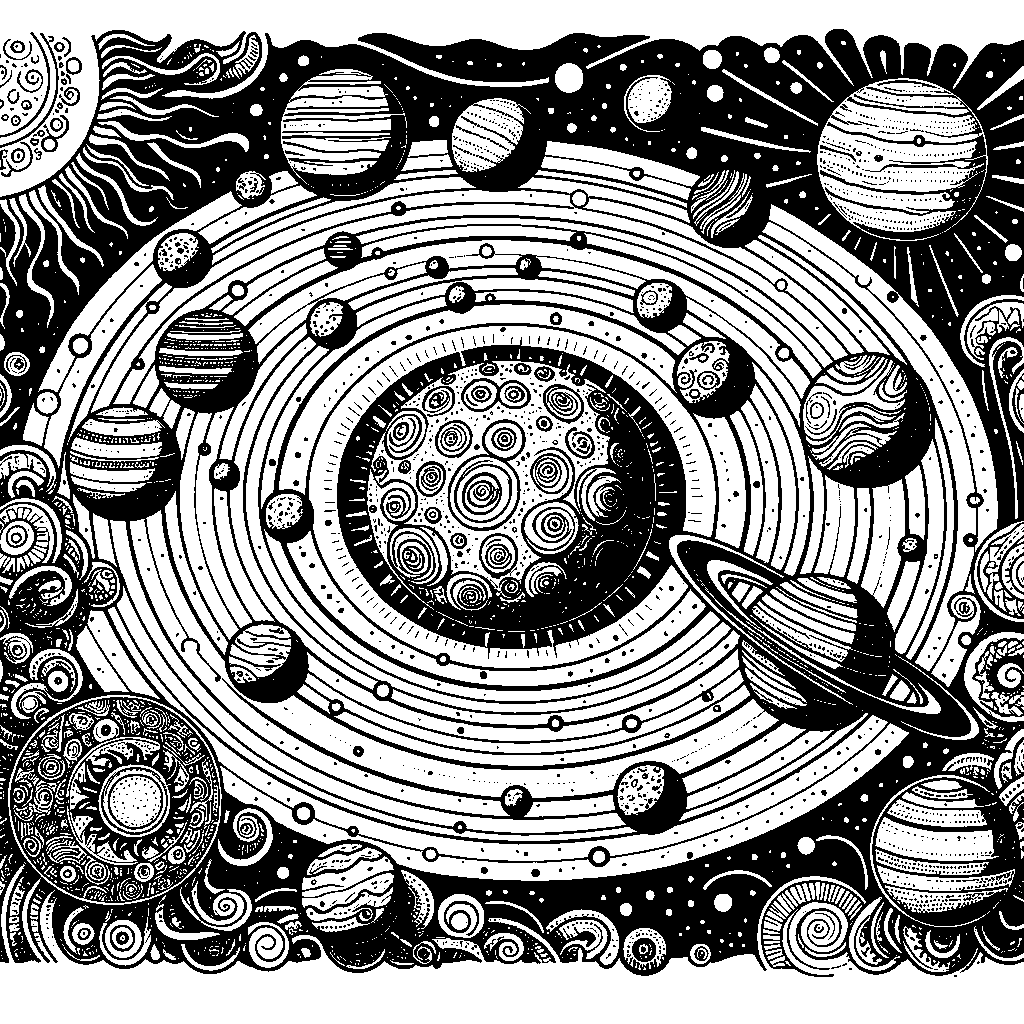 The Solar System With Labeled Planets Orbiting The Sun