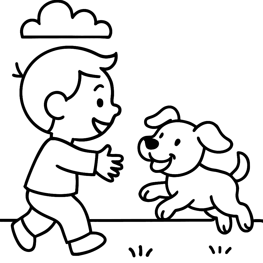 The Sight Word COME With A Friendly Puppy Running Toward A Child