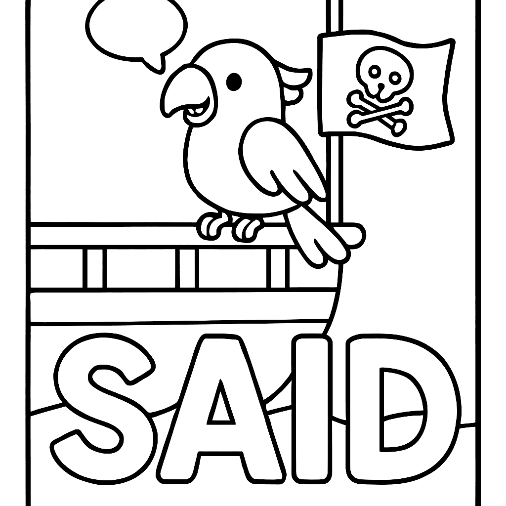 The Sight Word SAID With A Talking Parrot On A Pirate Ship