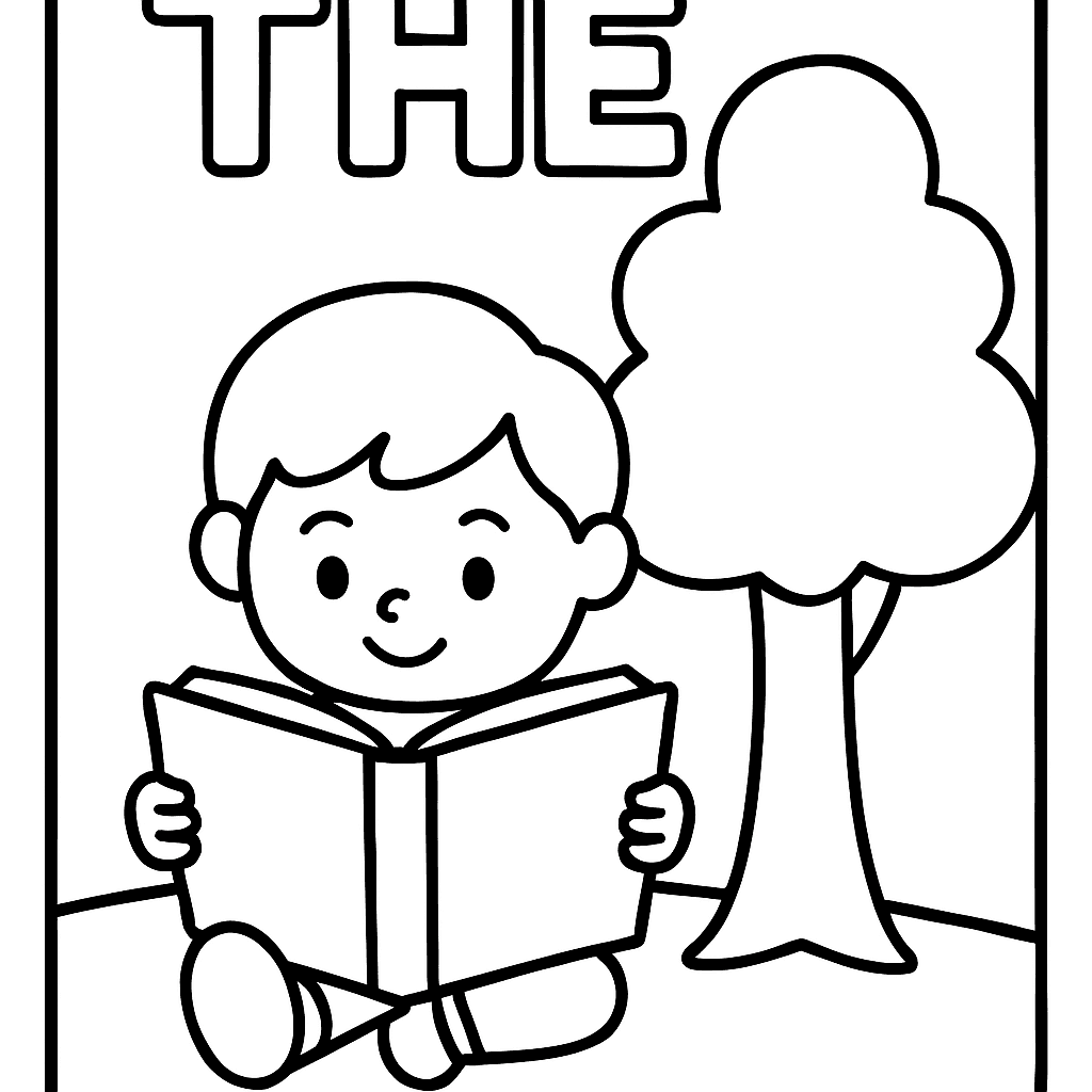 The Sight Word THE With A Child Reading A Big Book Under A Tree
