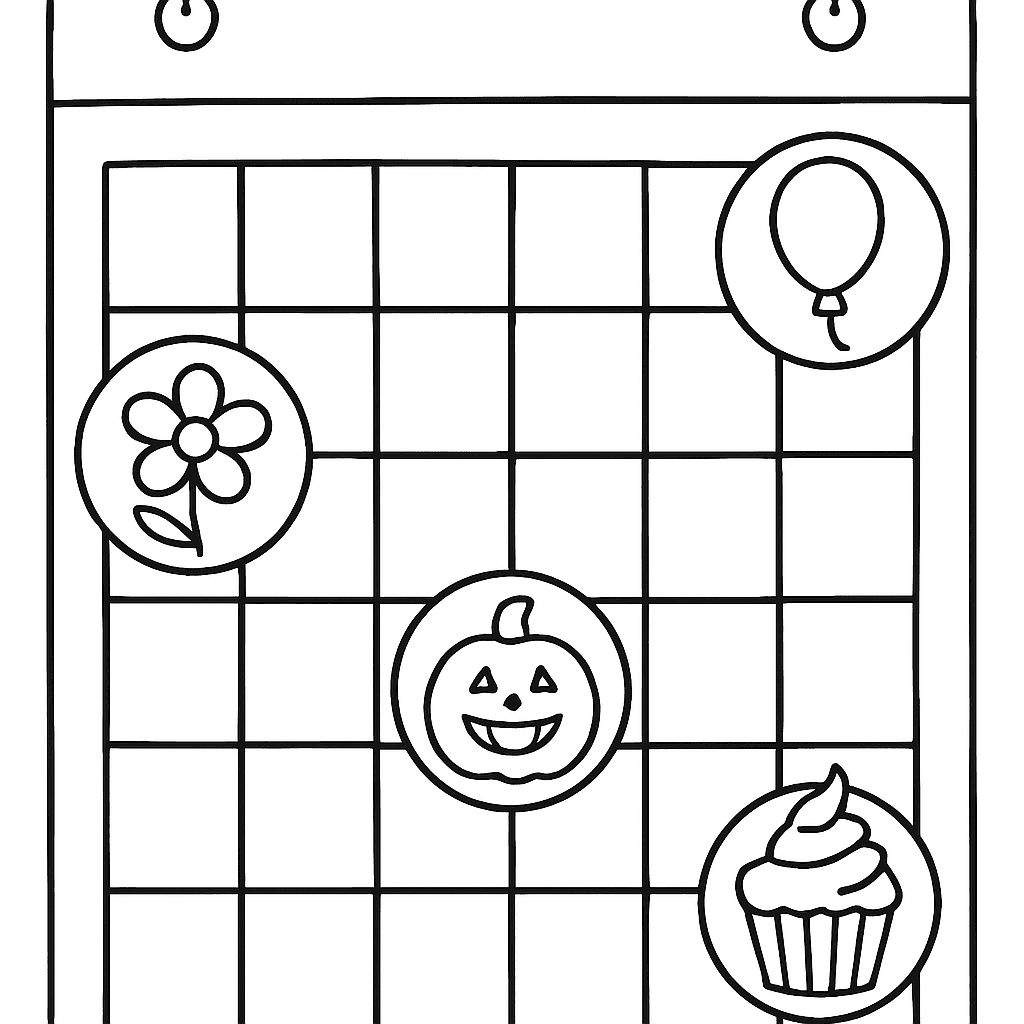 A Calendar Page Showing One Month With Special Days Circled And Illustrated