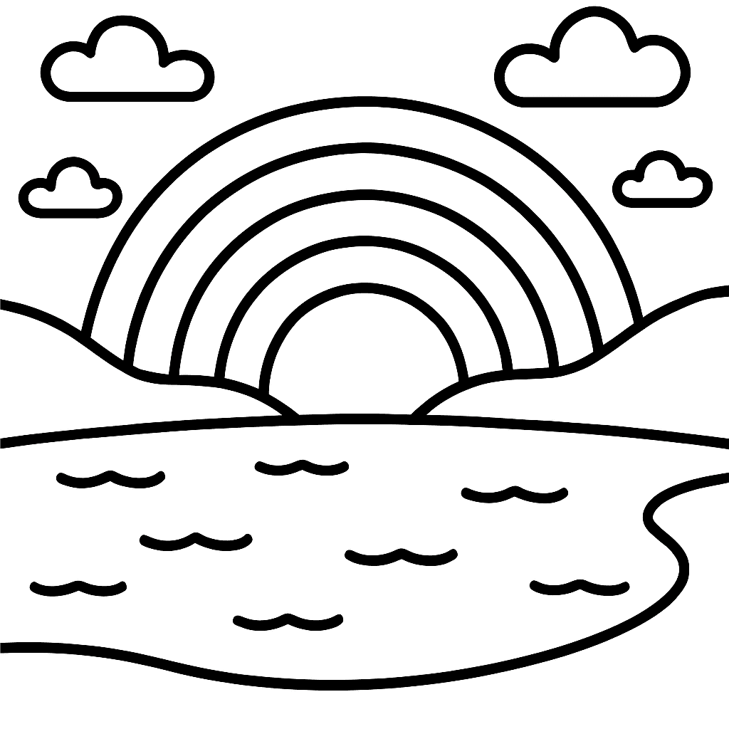 A Rainbow Stretching Over A Calm Lake