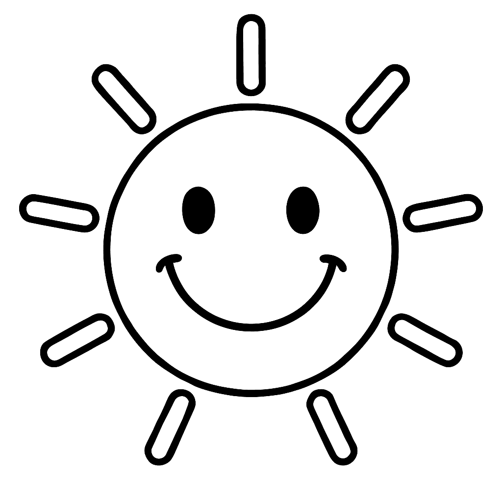 A Happy Sun With A Big Smile And Rays