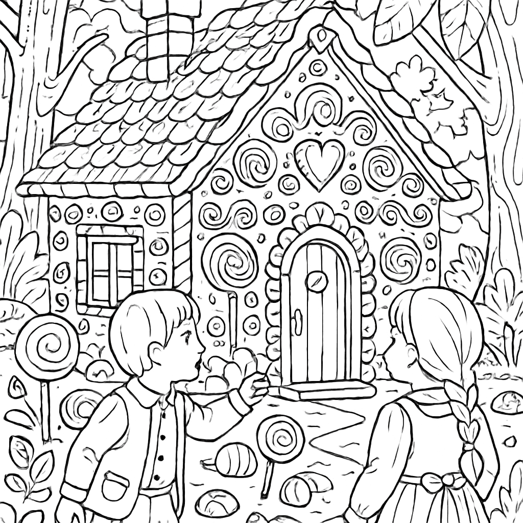 Hansel And Gretel Discovering A Candy House