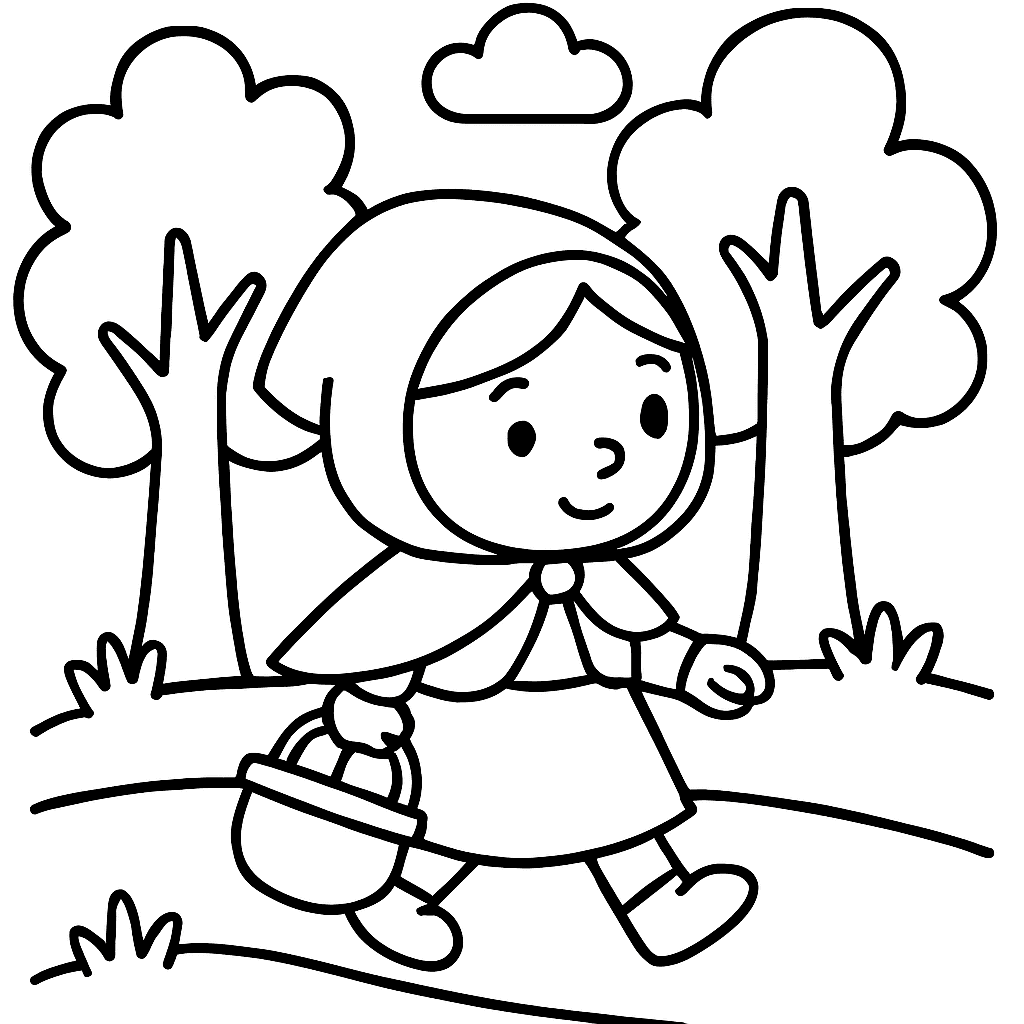 Little Red Riding Hood Walking Through The Forest