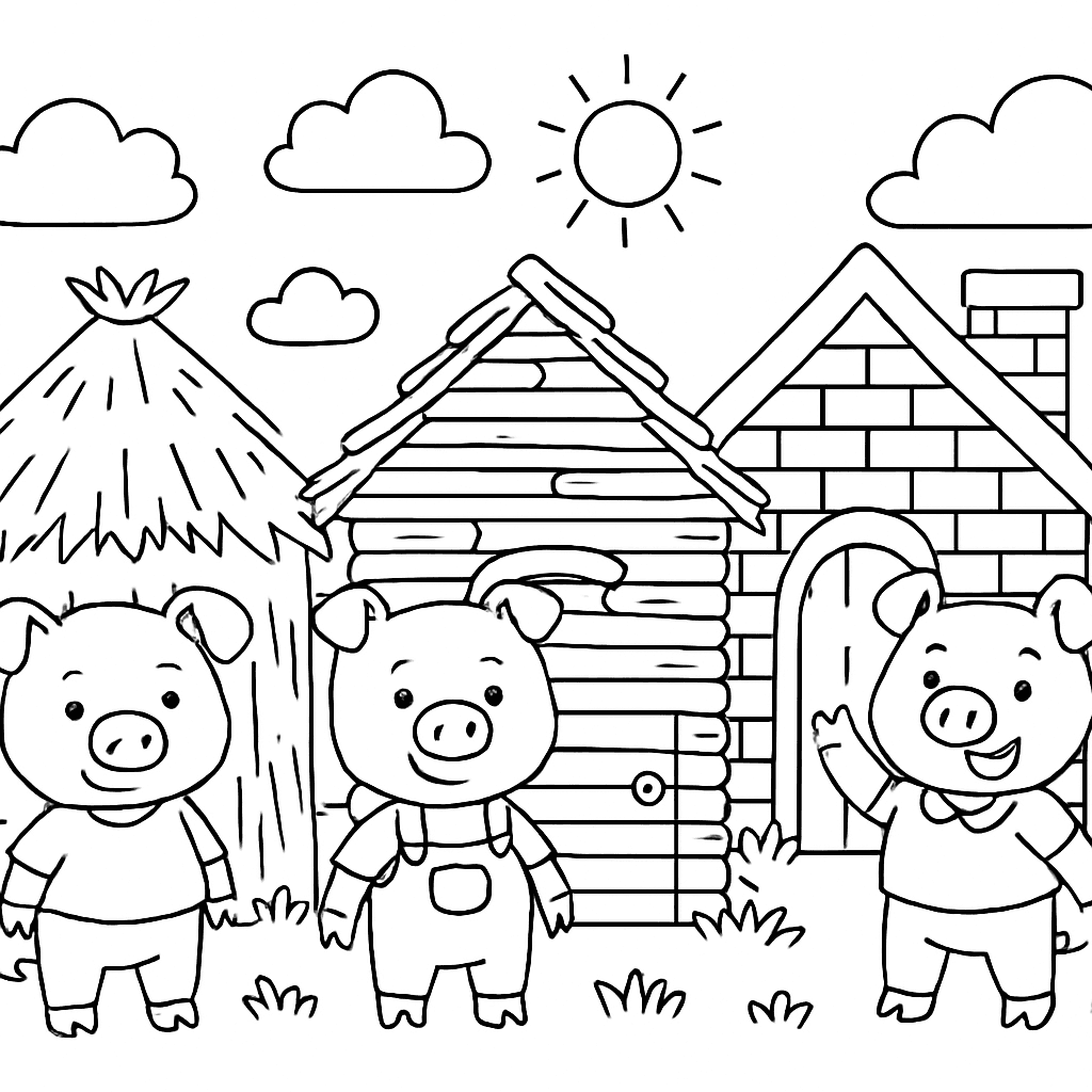 The Three Little Pigs And Their Houses