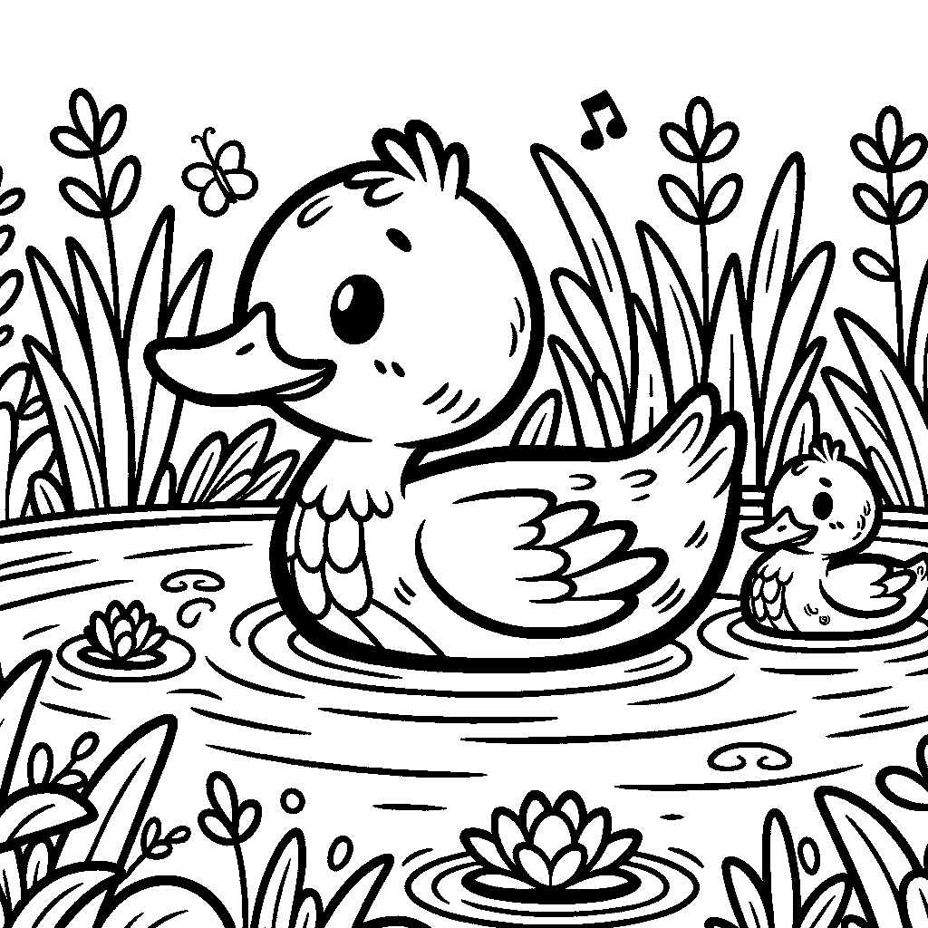 The Ugly Duckling Swimming In A Pond