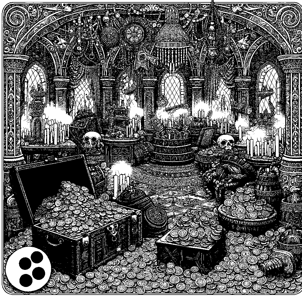 A Treasure Room Inside A Castle With Gold And Gems