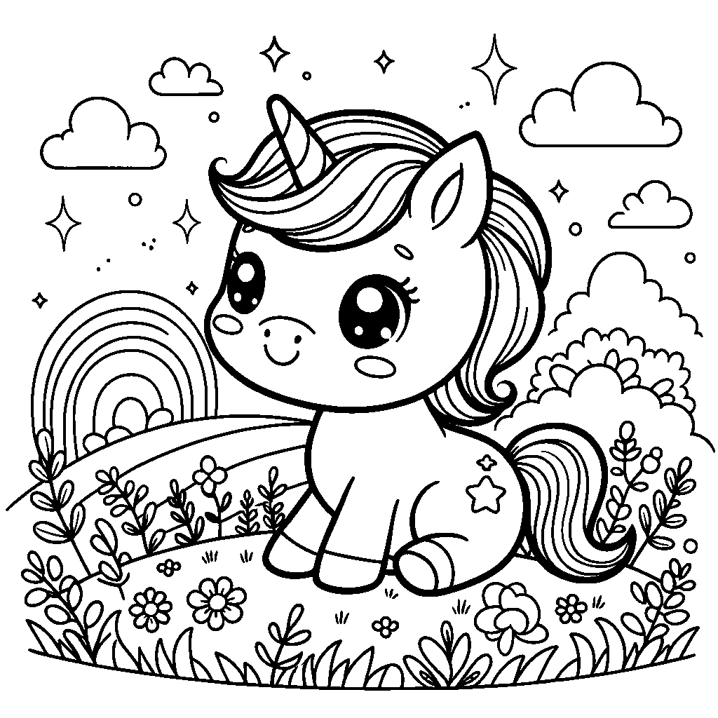 A Baby Unicorn In A Meadow