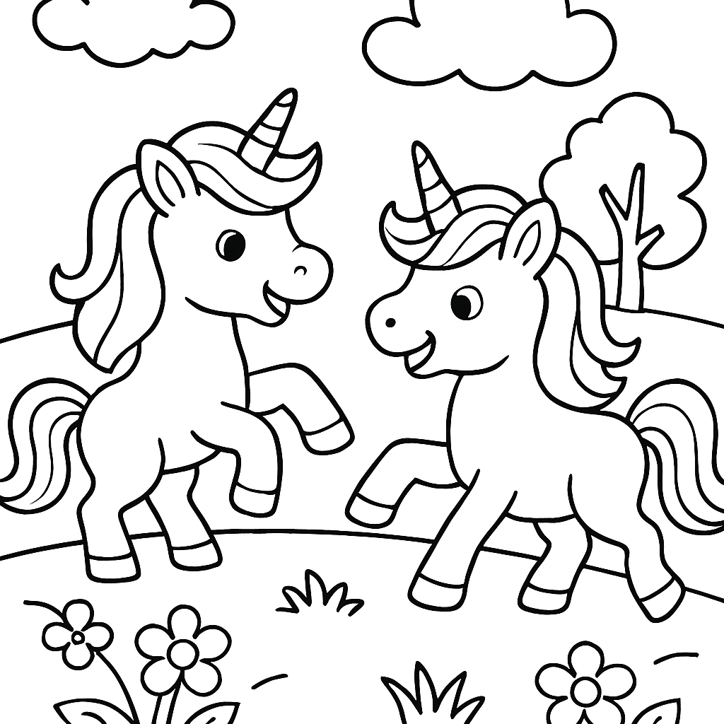 Two Unicorns Playing