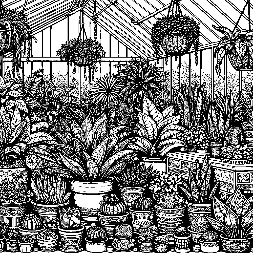 A Greenhouse Full Of Potted Plants