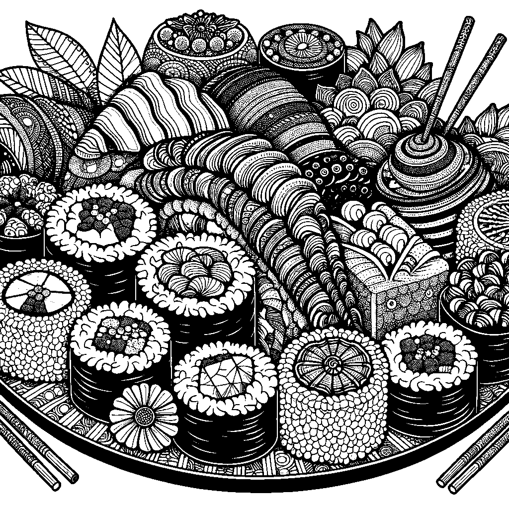 A Sushi Platter With Different Types Of Rolls