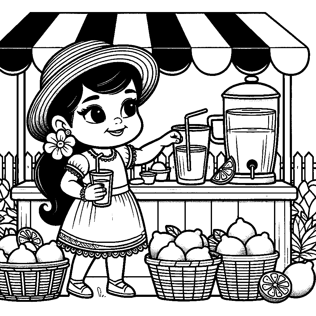 A Lemonade Stand With A Child Selling Drinks