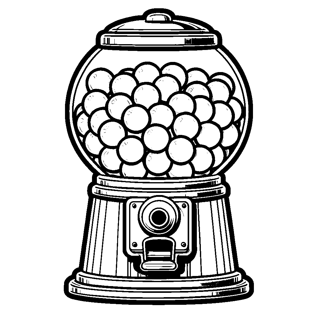 A Gumball Machine Filled With Round Gumballs