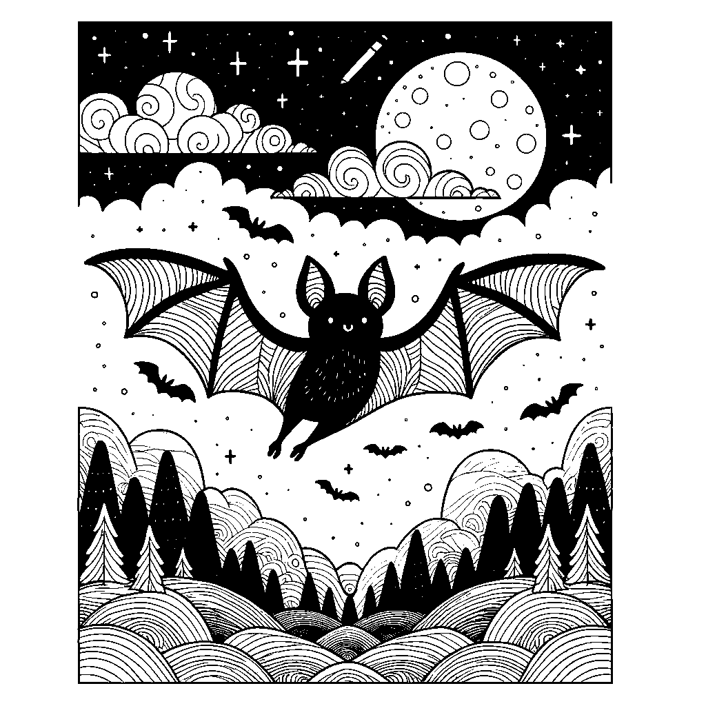 A Bat Flying At Night