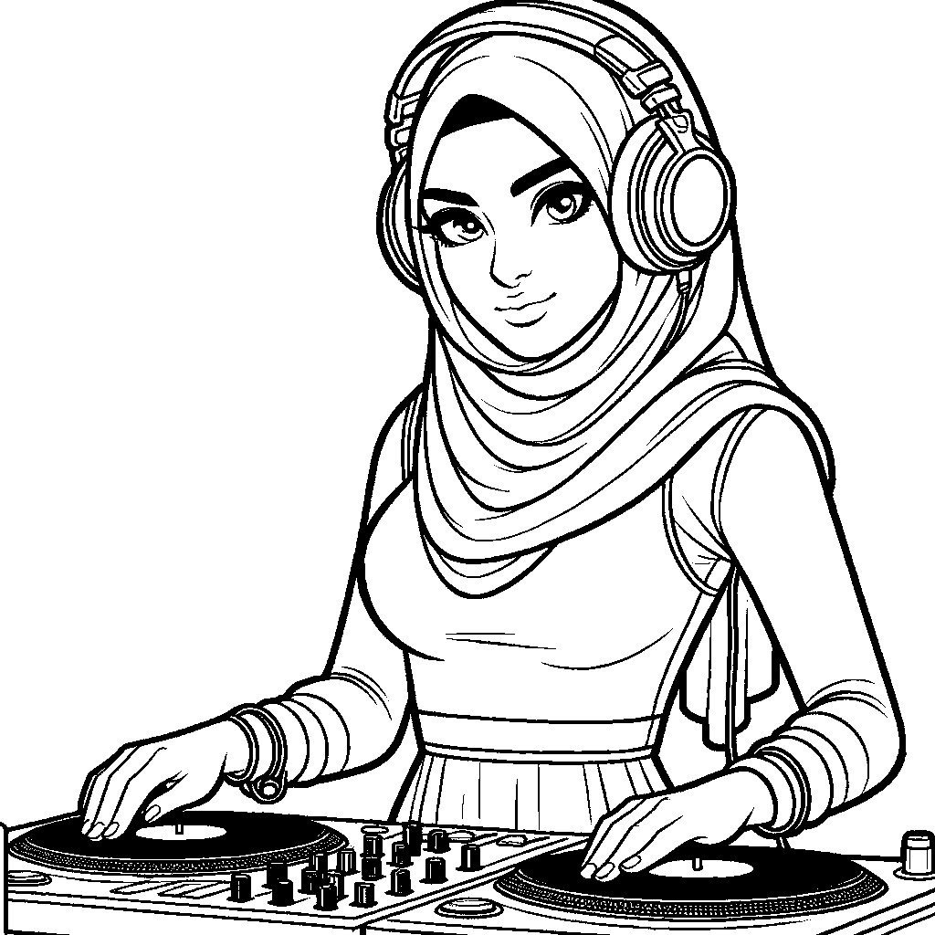A DJ With Headphones At A Turntable