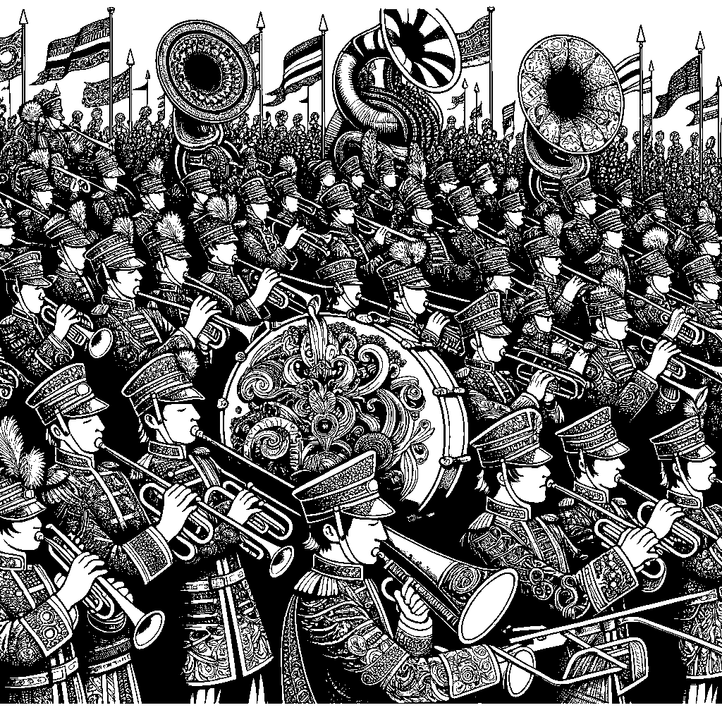 A Marching Band In A Parade