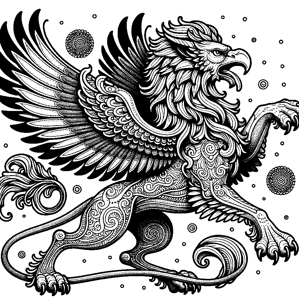 A Griffin With Eagle Head And Lion Body Soaring