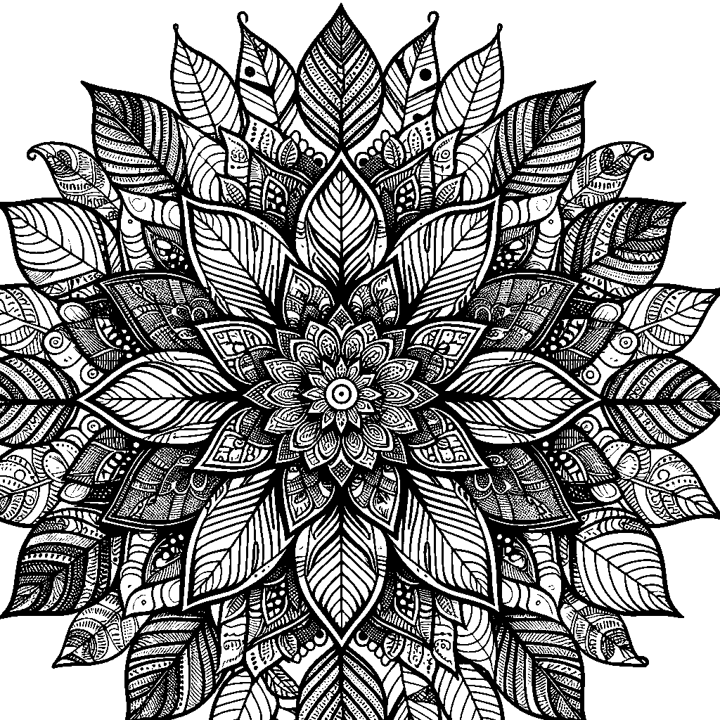 A Nature-themed Mandala With Leaves