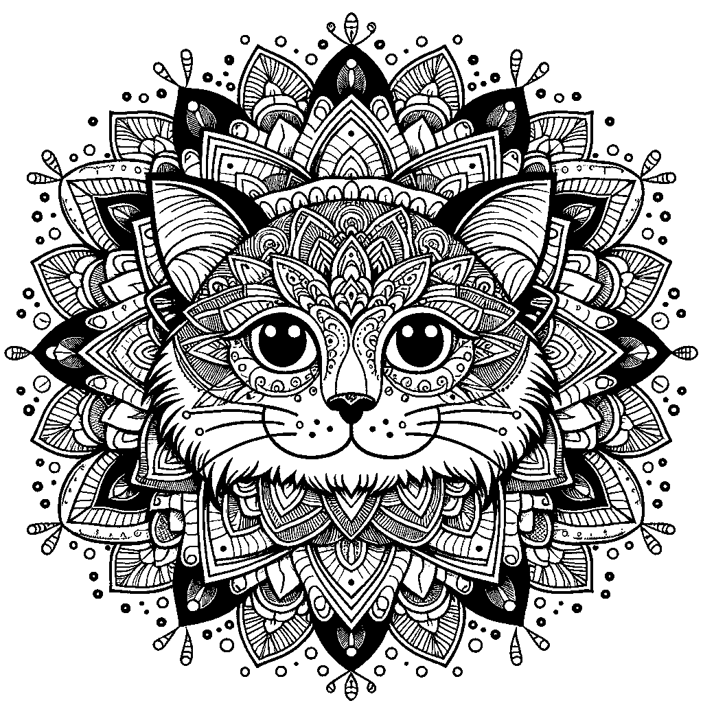 An Animal Mandala With Cat Face