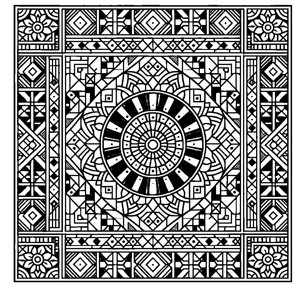 A Tile Mosaic Pattern With Geometric Shapes