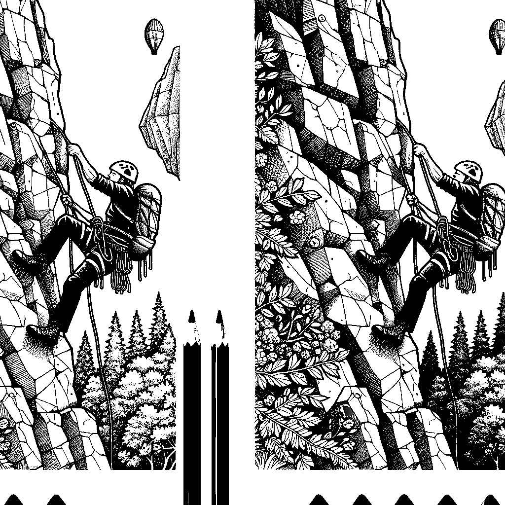 A Rock Climber Scaling A Tall Cliff