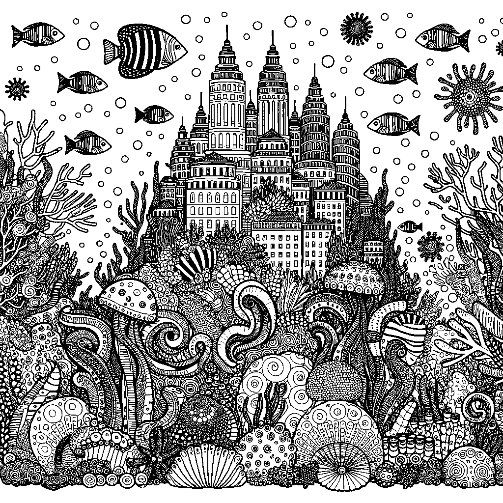 A Coral Reef City With Sea Creatures As Residents