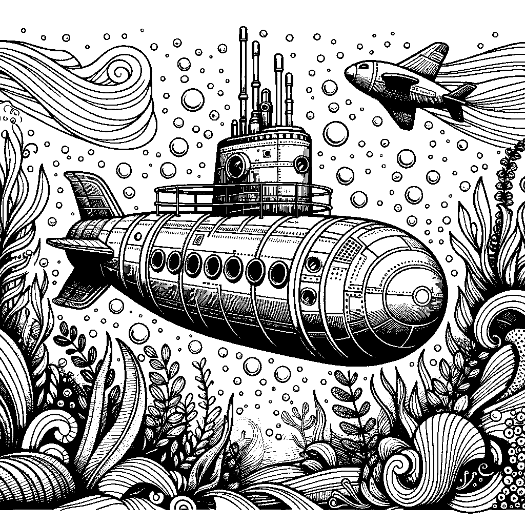 A Submarine Exploring The Deep Ocean