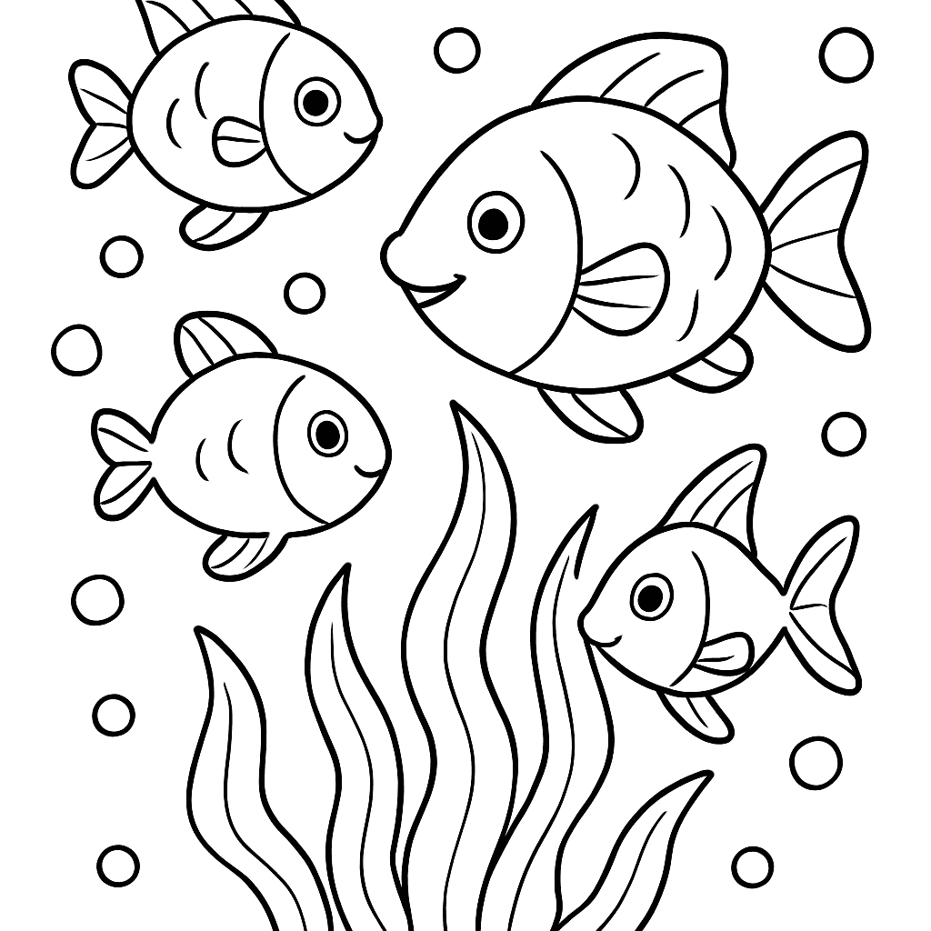 Fish Swimming Around Seaweed