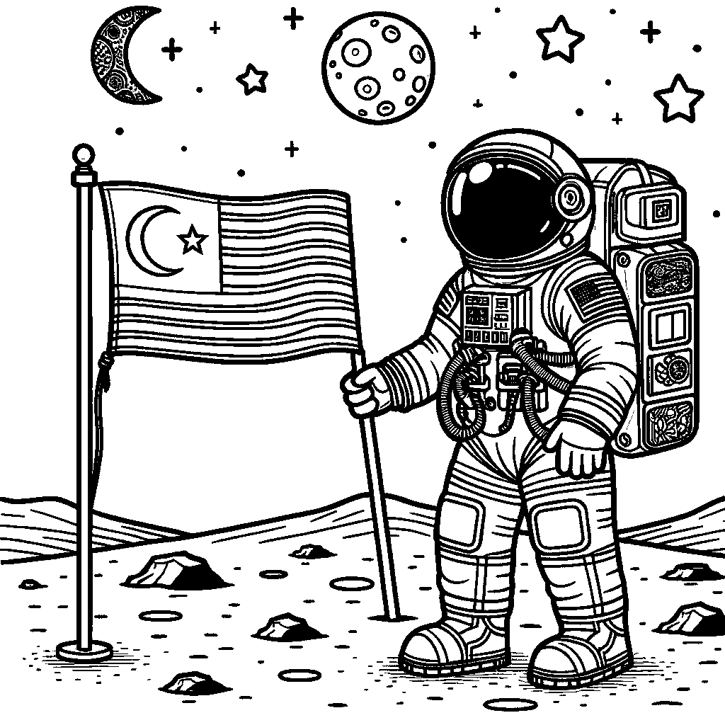 An Astronaut On The Moon With A Flag