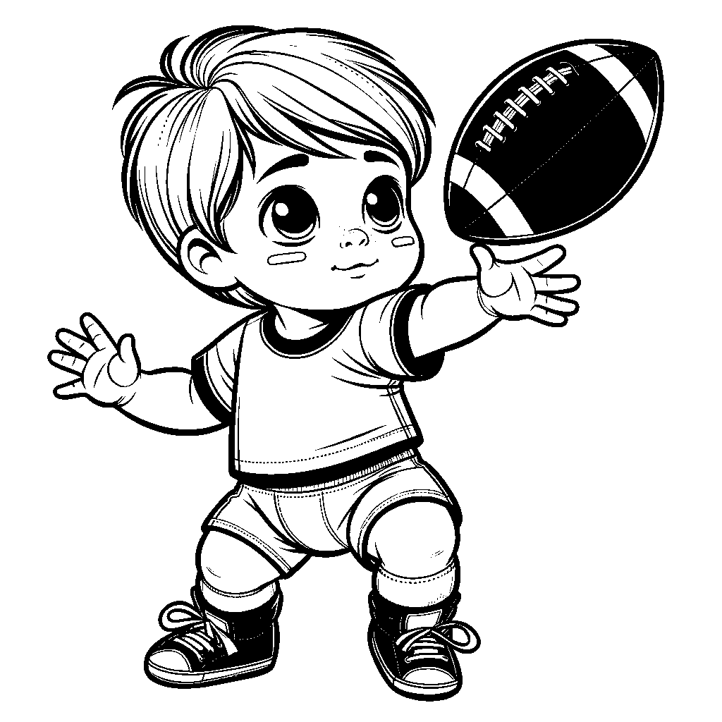 A Child Throwing A Football