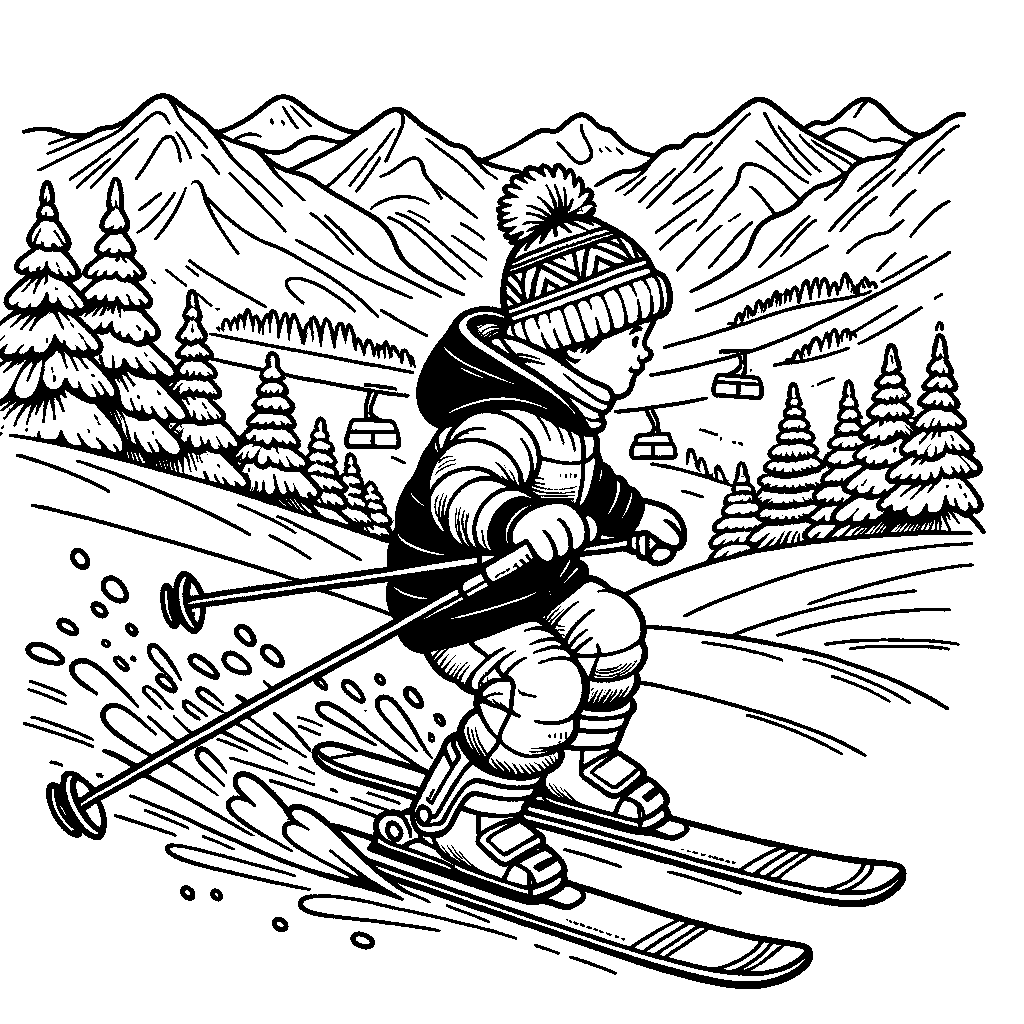 A Child Skiing Down A Snowy Mountain