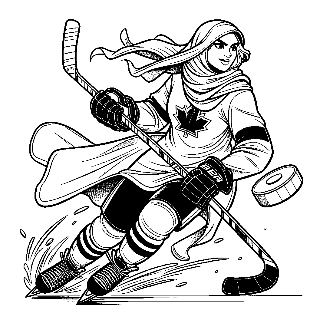 An Ice Hockey Player Skating With A Puck